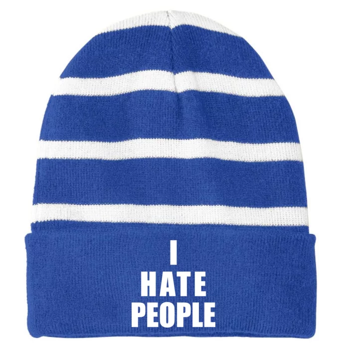 I Hate People Bold Striped Beanie with Solid Band