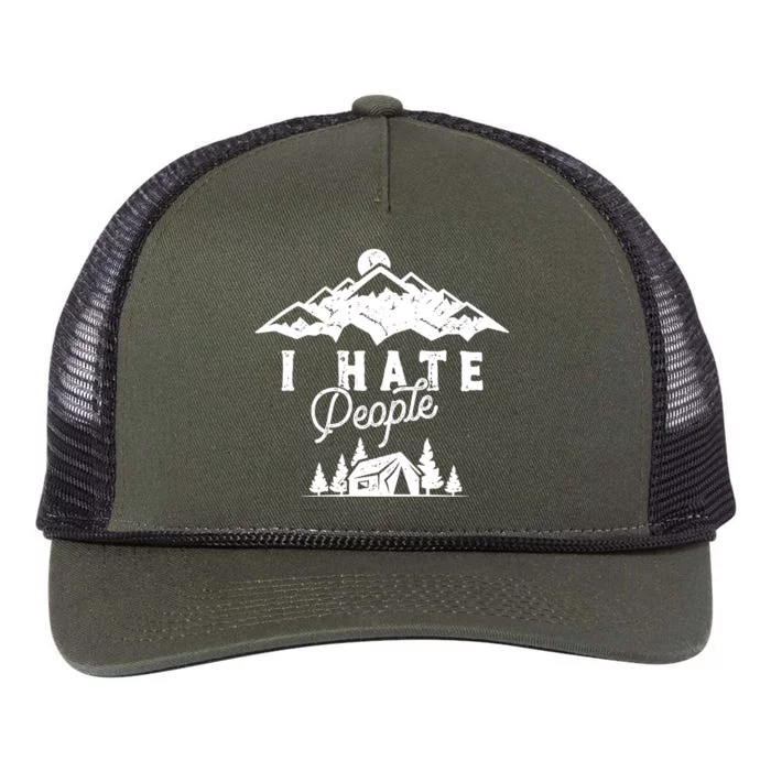 I Hate People Funny Camping Trip Retro Rope Trucker Hat Cap