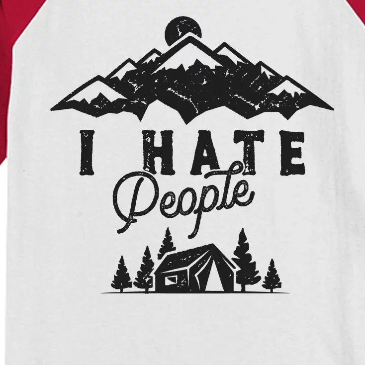 I Hate People Funny Camping Trip Kids Colorblock Raglan Jersey