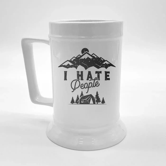 I Hate People Funny Camping Trip Front & Back Beer Stein