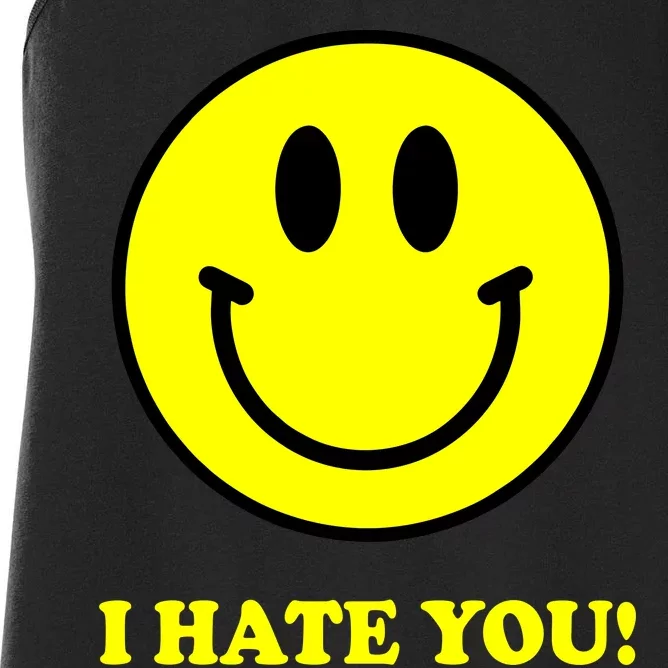 I Hate You Funny Smiley Face Emoji Women's Racerback Tank