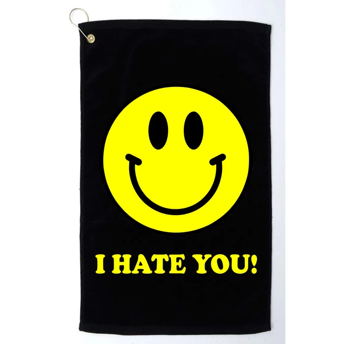 I Hate You Funny Smiley Face Emoji Platinum Collection Golf Towel