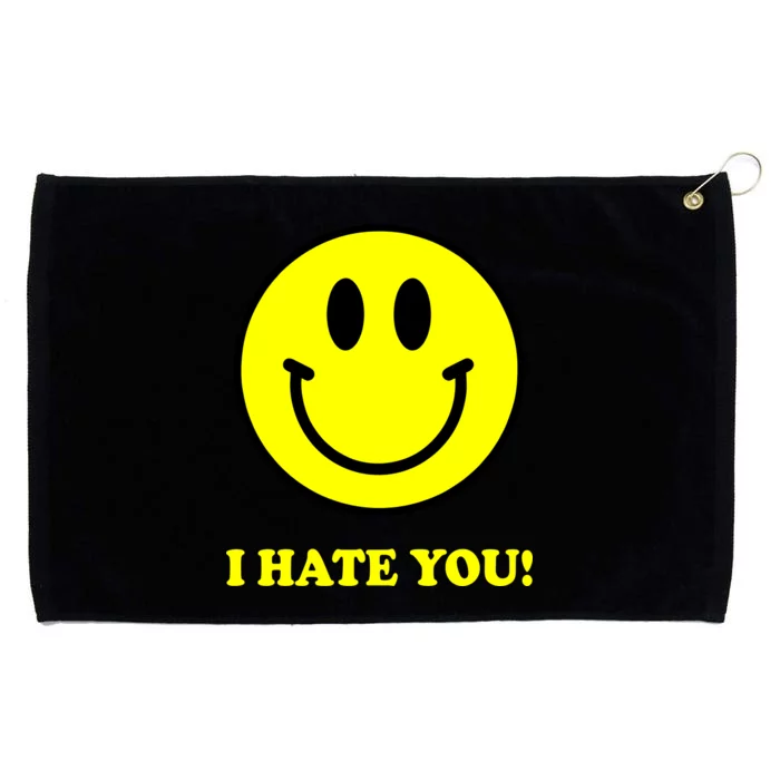 I Hate You Funny Smiley Face Emoji Grommeted Golf Towel