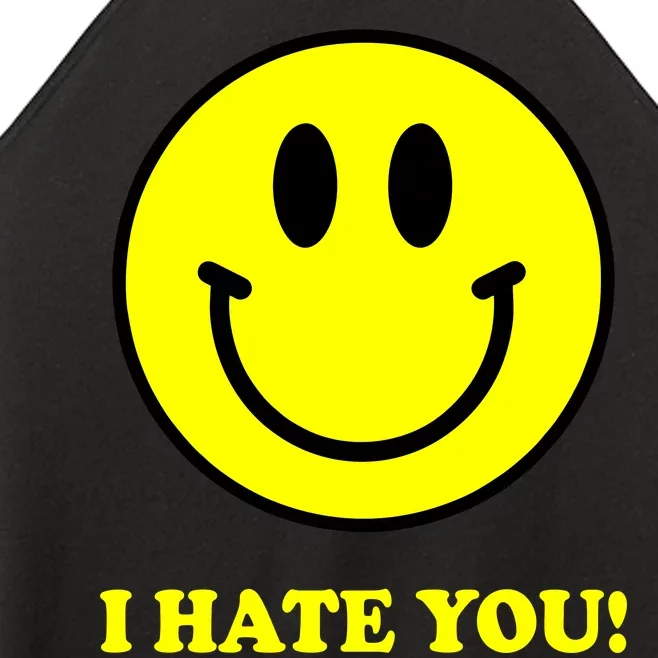 I Hate You Funny Smiley Face Emoji Women’s Perfect Tri Rocker Tank