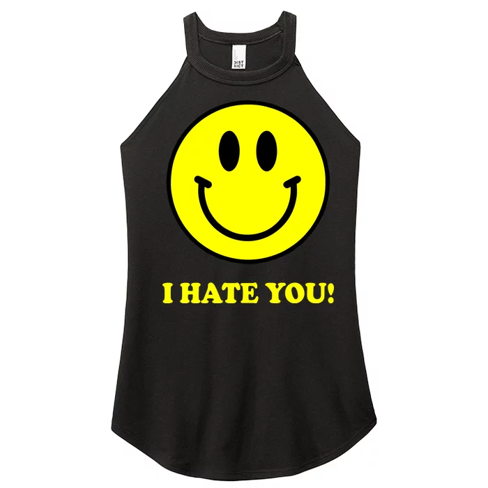 I Hate You Funny Smiley Face Emoji Women’s Perfect Tri Rocker Tank