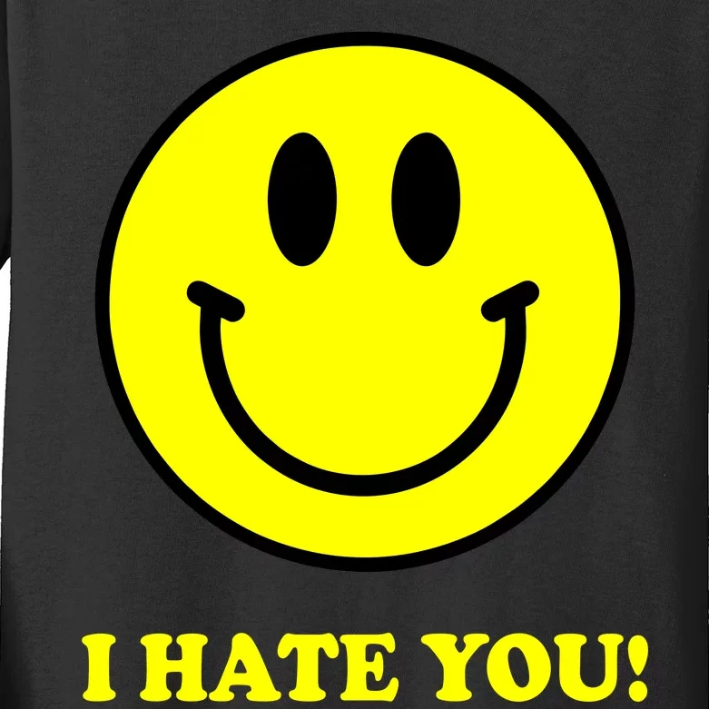 I Hate You Funny Smiley Face Emoji Kids Long Sleeve Shirt