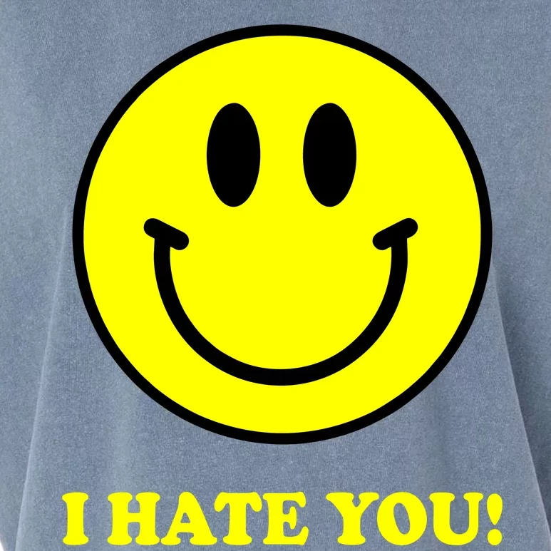 I Hate You Funny Smiley Face Emoji Garment-Dyed Women's Muscle Tee