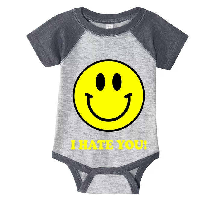 I Hate You Funny Smiley Face Emoji Infant Baby Jersey Bodysuit