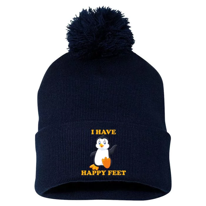 I Have Happy Feet Pom Pom 12in Knit Beanie