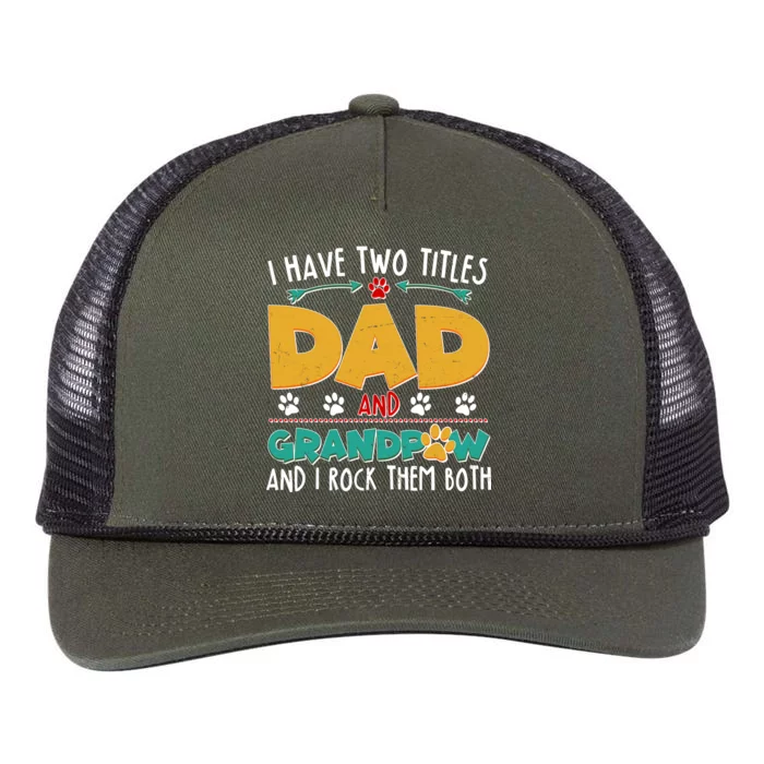 I Have Two Titles Dad And Grandpaw Retro Rope Trucker Hat Cap