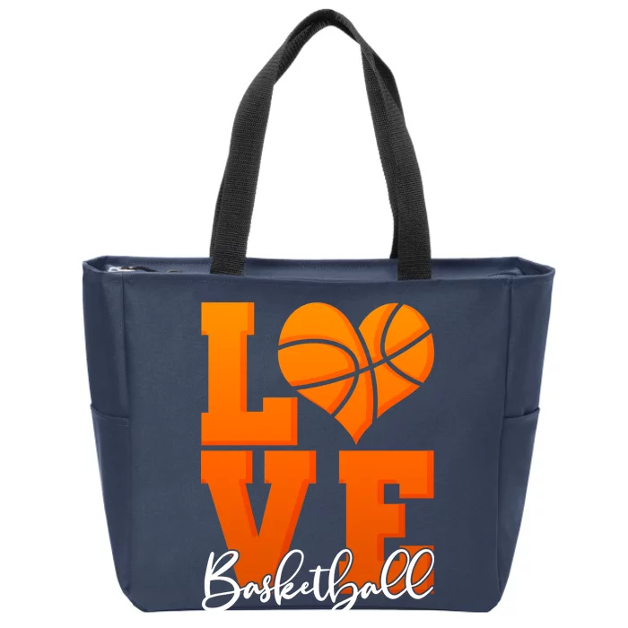 I Heart Basketball Zip Tote Bag