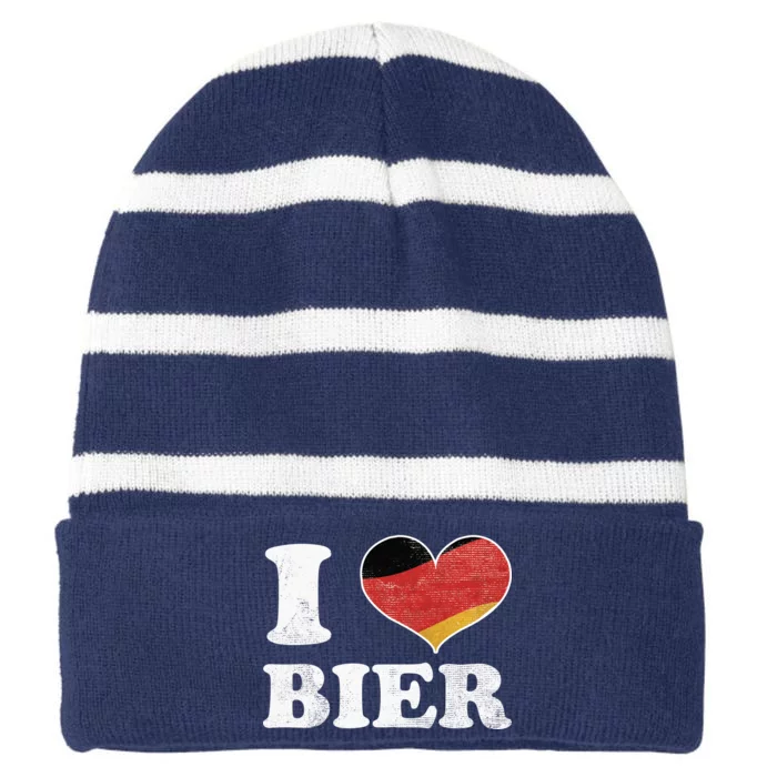 I Heart Beer Oktoberfest Striped Beanie with Solid Band