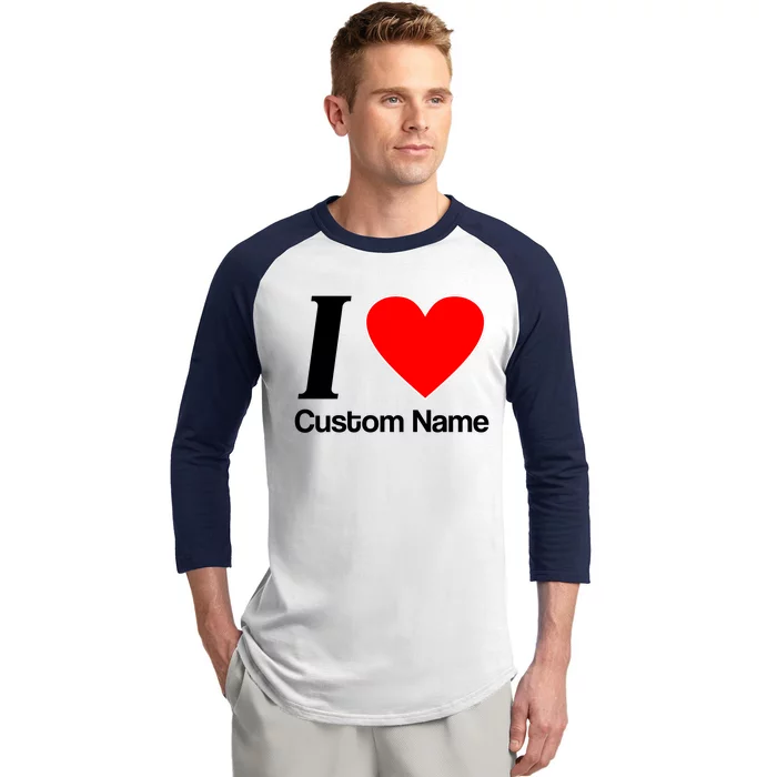 I Heart Custom Name Text Personalize Baseball Sleeve Shirt