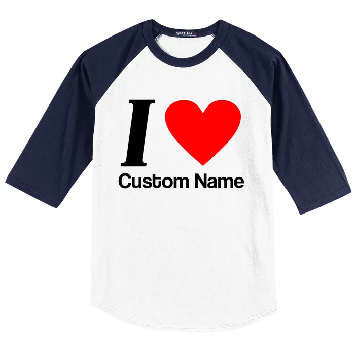 I Heart Custom Name Text Personalize Baseball Sleeve Shirt