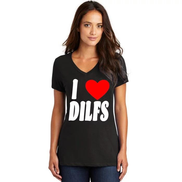 I Heart Dilfs Women's V-Neck T-Shirt