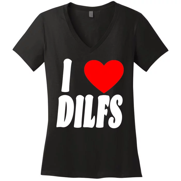 I Heart Dilfs Women's V-Neck T-Shirt