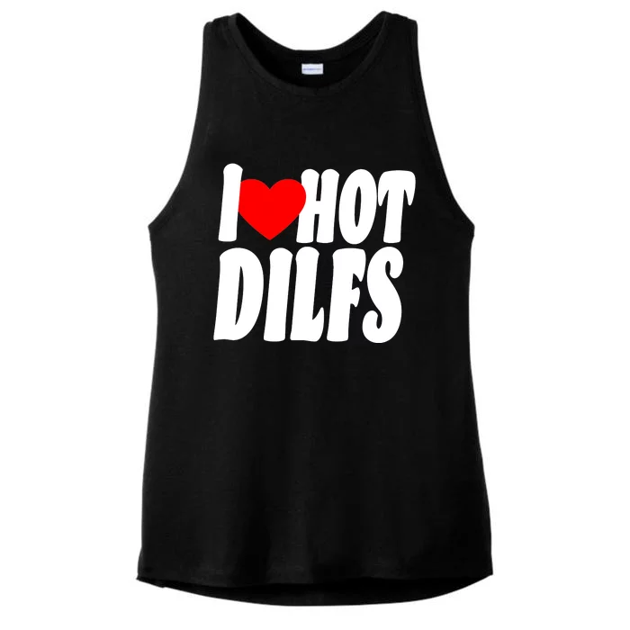 I Heart Hot Dilfs Ladies Tri-Blend Wicking Tank