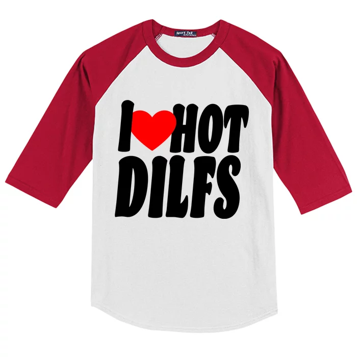 I Heart Hot Dilfs Kids Colorblock Raglan Jersey