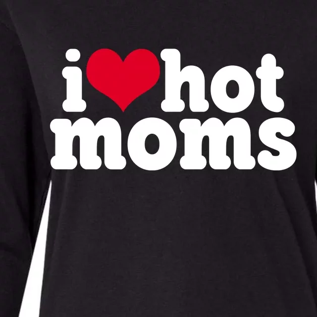 I Heart Hot Moms Funny Meme Womens Cotton Relaxed Long Sleeve T-Shirt