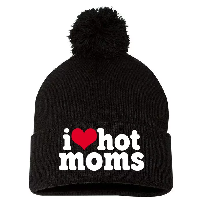 I Heart Hot Moms Funny Meme Pom Pom 12in Knit Beanie