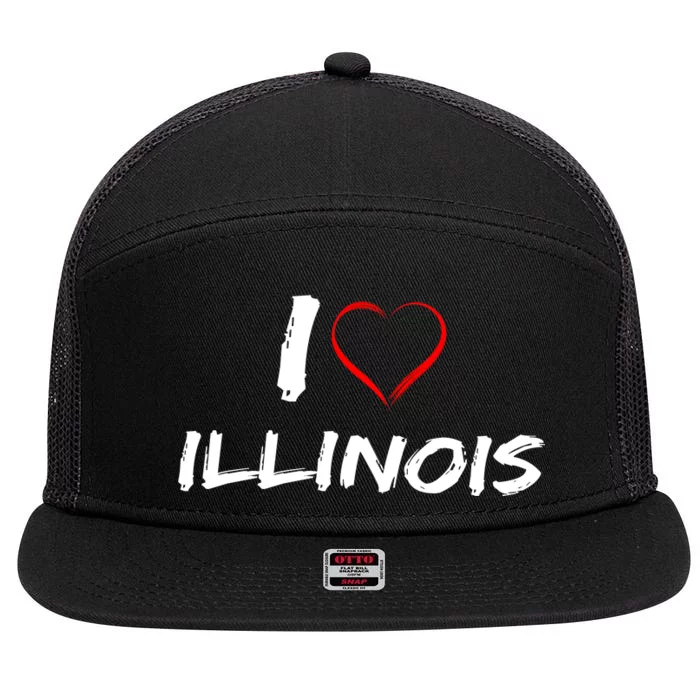 I Heart Illinois 7 Panel Mesh Trucker Snapback Hat