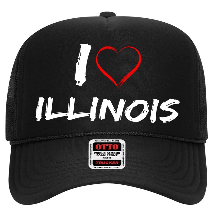 I Heart Illinois High Crown Mesh Trucker Hat