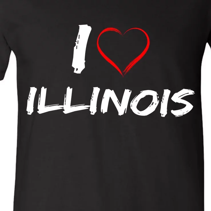 I Heart Illinois V-Neck T-Shirt