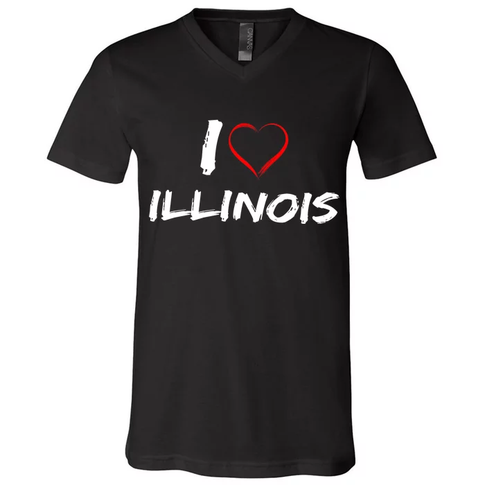 I Heart Illinois V-Neck T-Shirt