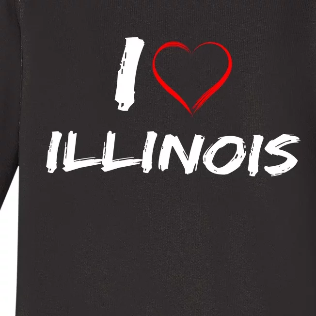 I Heart Illinois Baby Long Sleeve Bodysuit