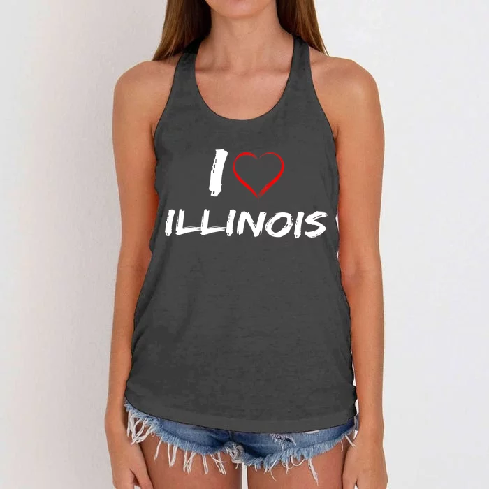 I Heart Illinois Women's Knotted Racerback Tank