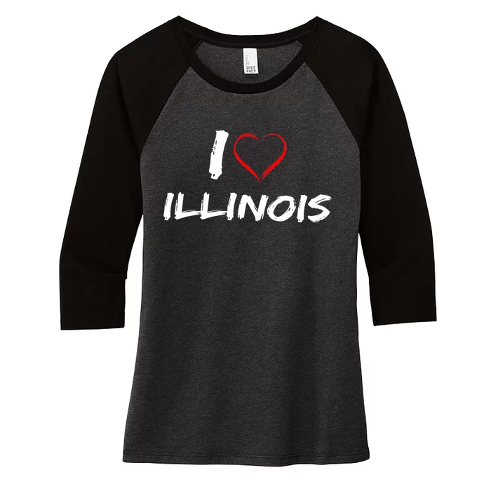 I Heart Illinois Women's Tri-Blend 3/4-Sleeve Raglan Shirt