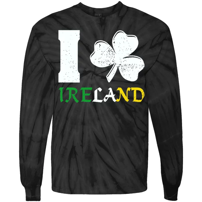 I Heart Ireland Irish Clover Tie-Dye Long Sleeve Shirt