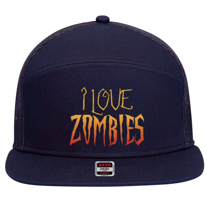 I Heart love Zombies 7 Panel Mesh Trucker Snapback Hat