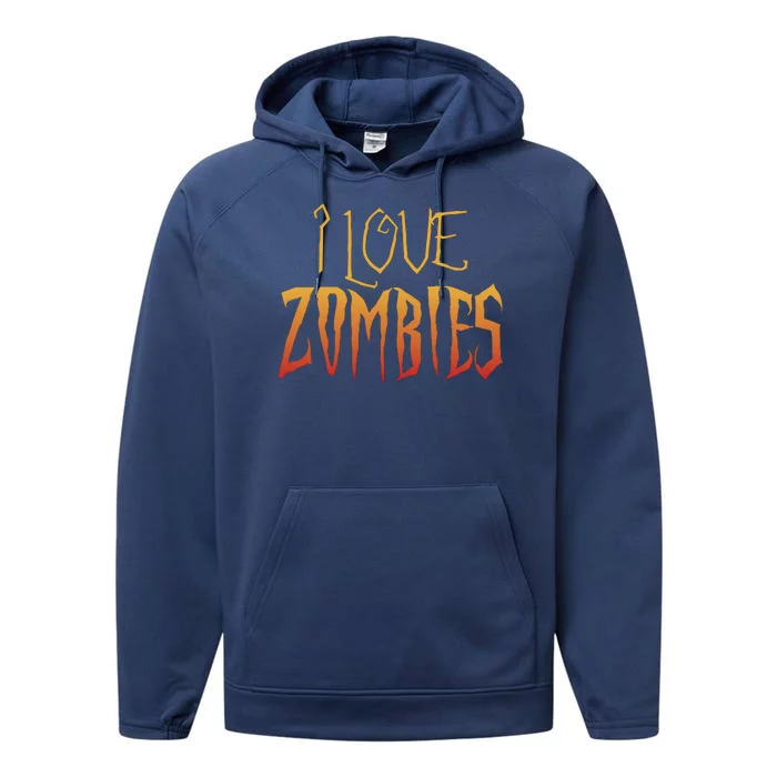 I Heart love Zombies Performance Fleece Hoodie