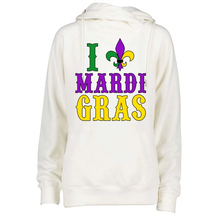 I Heart Mardi Gras Womens Funnel Neck Pullover Hood