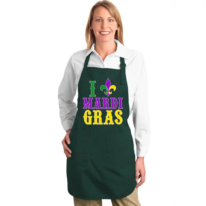 I Heart Mardi Gras Full-Length Apron With Pocket