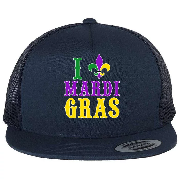 I Heart Mardi Gras Flat Bill Trucker Hat