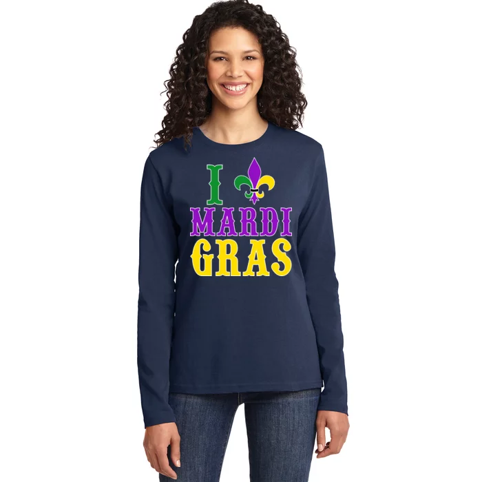 I Heart Mardi Gras Ladies Long Sleeve Shirt