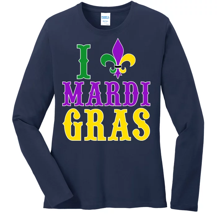 I Heart Mardi Gras Ladies Long Sleeve Shirt