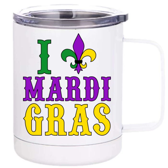 I Heart Mardi Gras Front & Back 12oz Stainless Steel Tumbler Cup