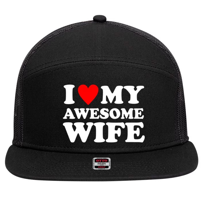 I Heart My Awesome Wife 7 Panel Mesh Trucker Snapback Hat