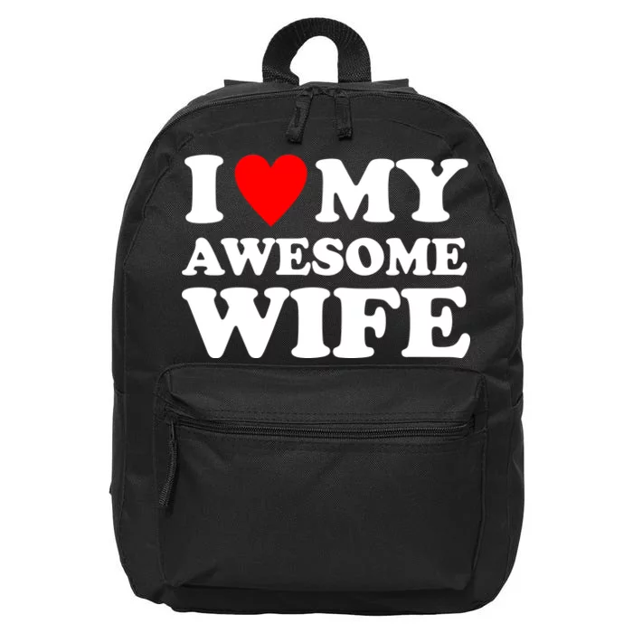 I Heart My Awesome Wife 16 in Basic Backpack