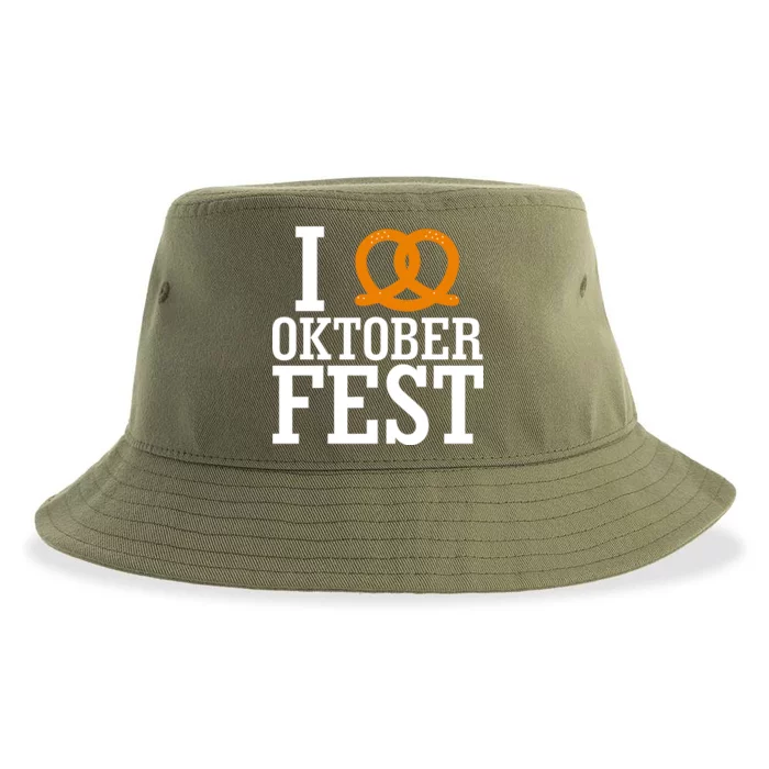 I Heart Oktoberfest Pretzel Sustainable Bucket Hat