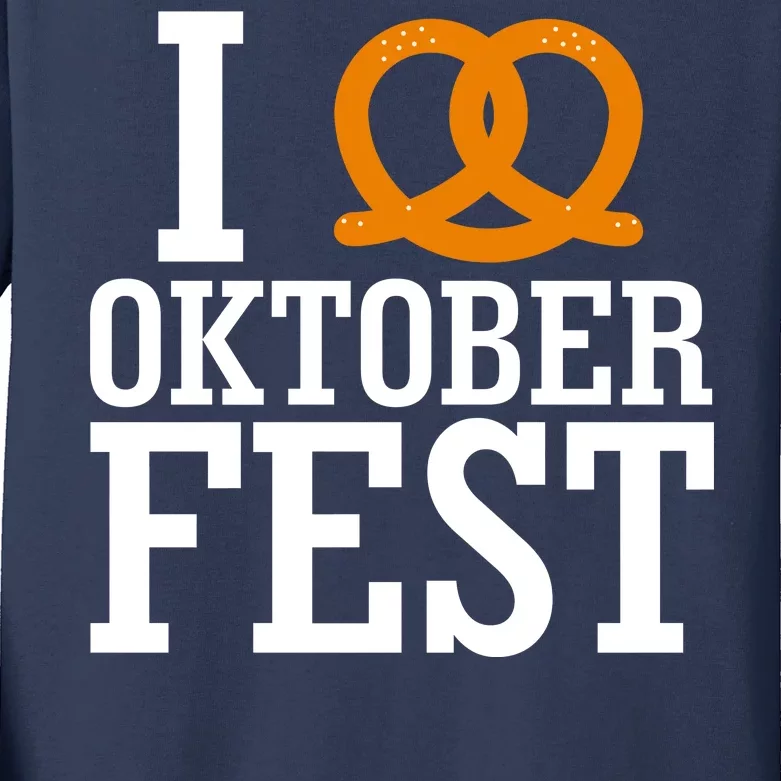 I Heart Oktoberfest Pretzel Kids Long Sleeve Shirt