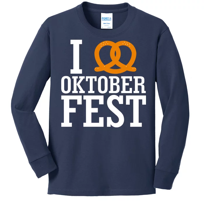 I Heart Oktoberfest Pretzel Kids Long Sleeve Shirt