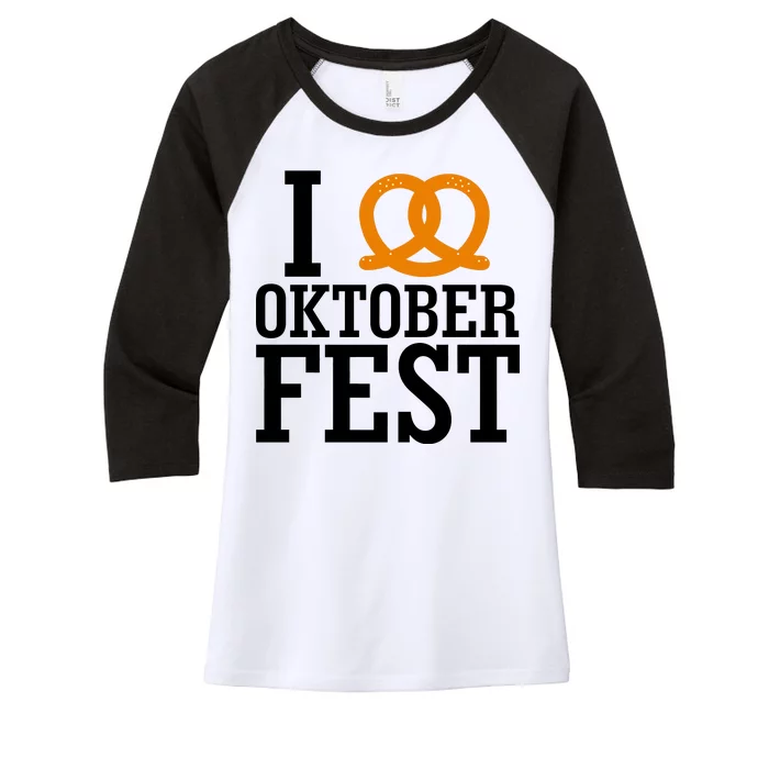 I Heart Oktoberfest Pretzel Women's Tri-Blend 3/4-Sleeve Raglan Shirt