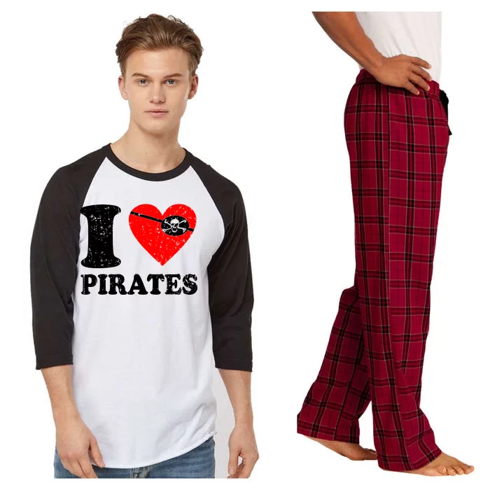 I Heart Pirates T-Shirt Raglan Sleeve Pajama Set