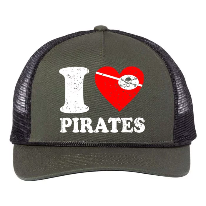 I Heart Pirates T-Shirt Retro Rope Trucker Hat Cap