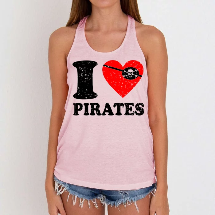 I Heart Pirates T-Shirt Women's Knotted Racerback Tank