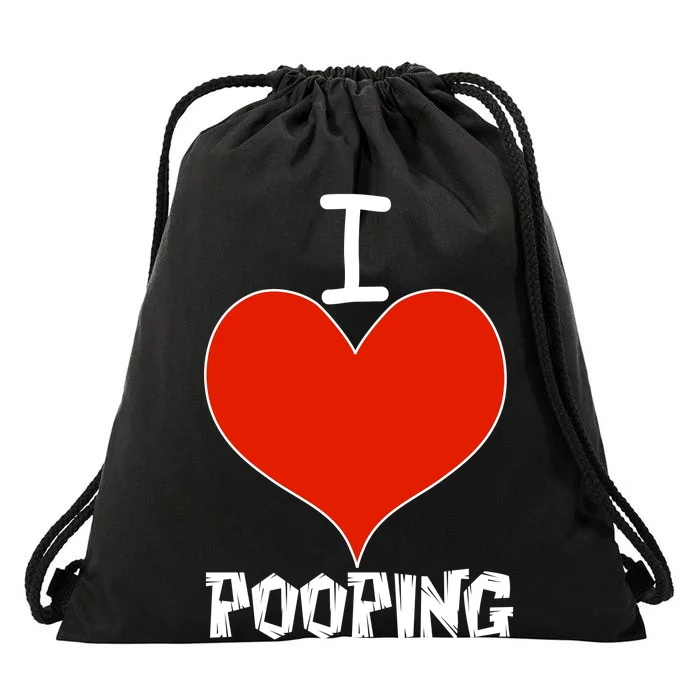 I Heart Pooping and Texting Drawstring Bag